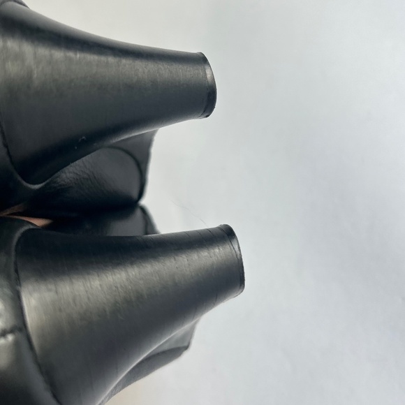 Tory Burch Black Pebble Genuine Leather Open Toe Heel Wedges size 7.5 - Picture 13 of 16